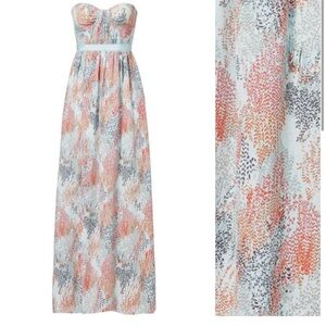 BCBGMaxAzria Amber Strapless Gown in Blue Coral Floral